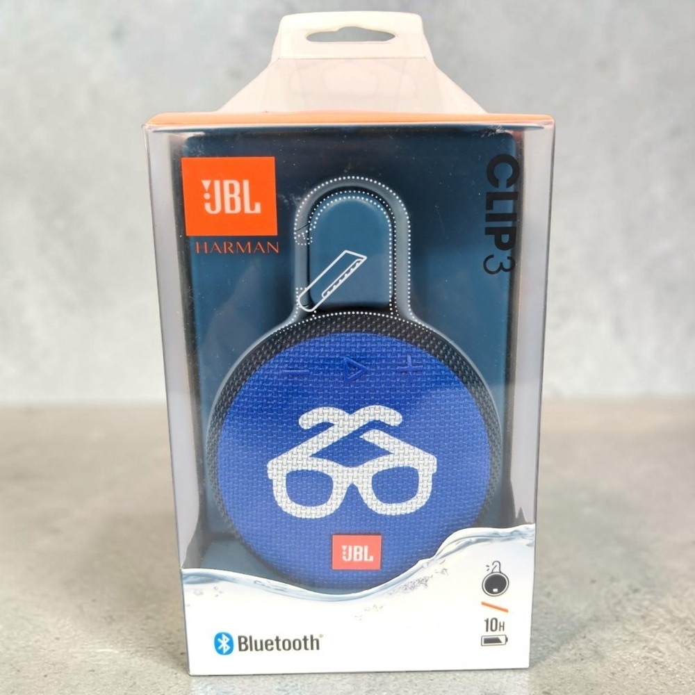 JBL Clip 3 Portable Bluetooth Speaker Waterproof Blue Glasses Graphic NIB New - Picture 7 of 7